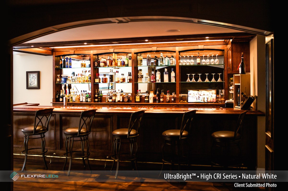 Warm bottle and bar-back lighting