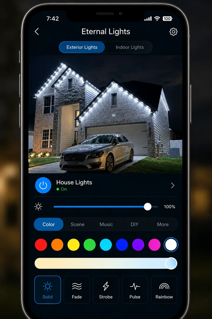 Phone app controlling the house lights